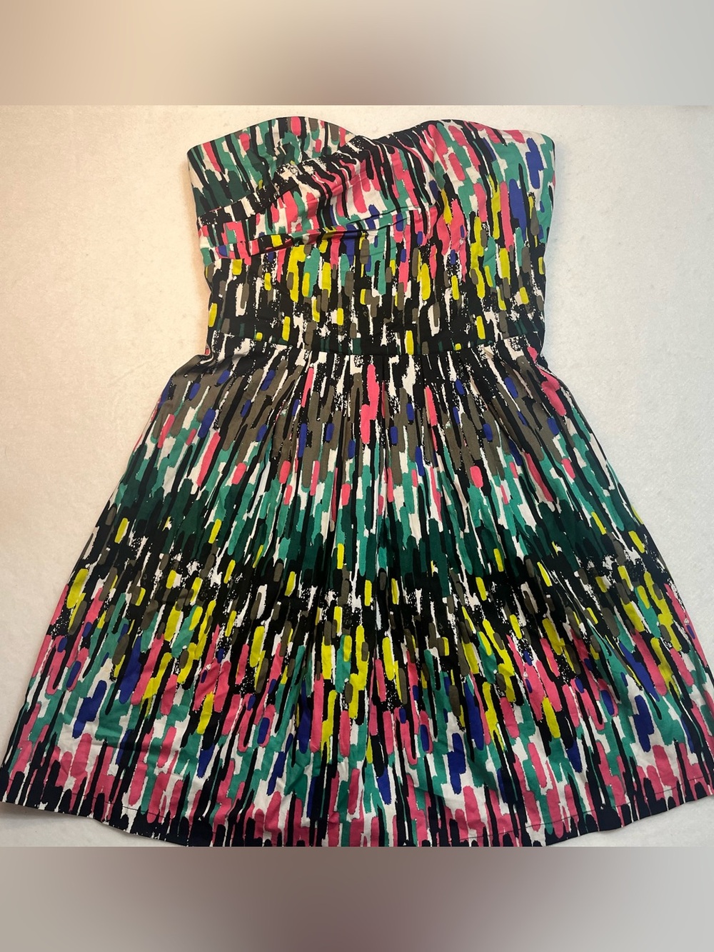 Johnny Martin Multicolor Brushstroke Strapless Girls Dress